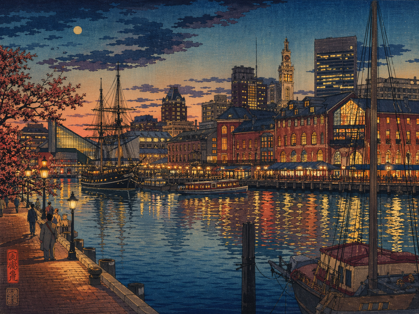 港の灯、ボルチモアの夜が始まる