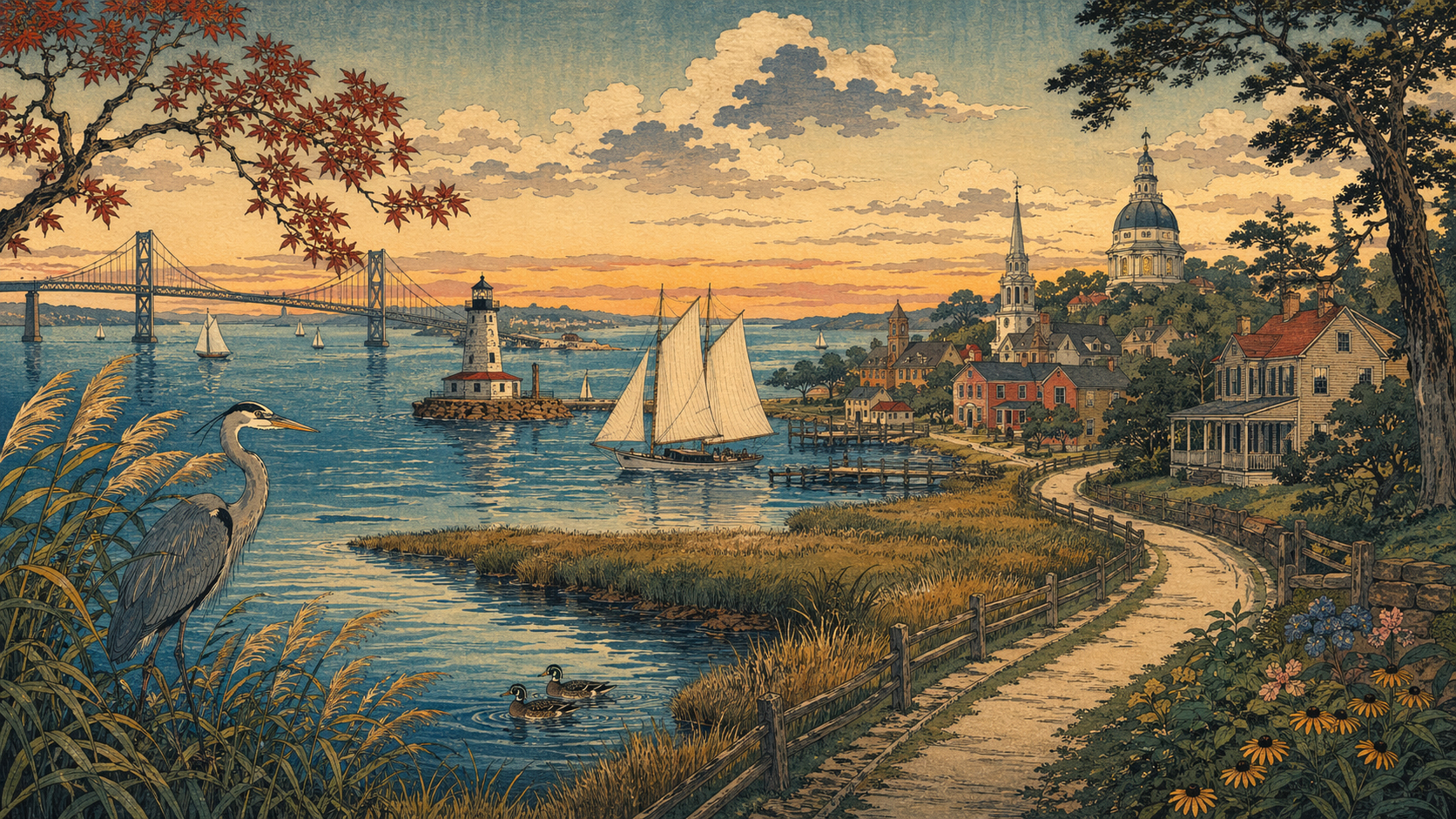 旅の問い、港と湾と道の地図