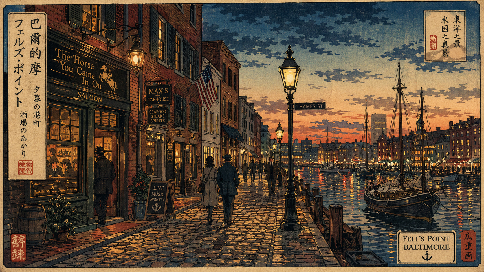 フェルズ・ポイント、石畳と港町の夜