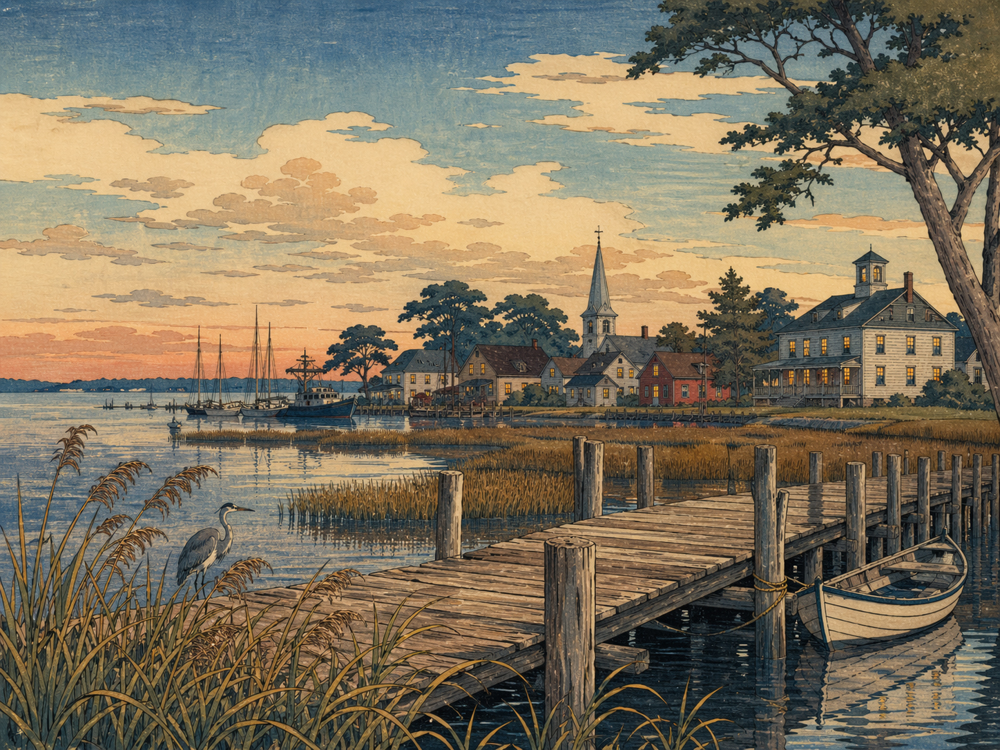 イースタンショアの桟橋と静かな町