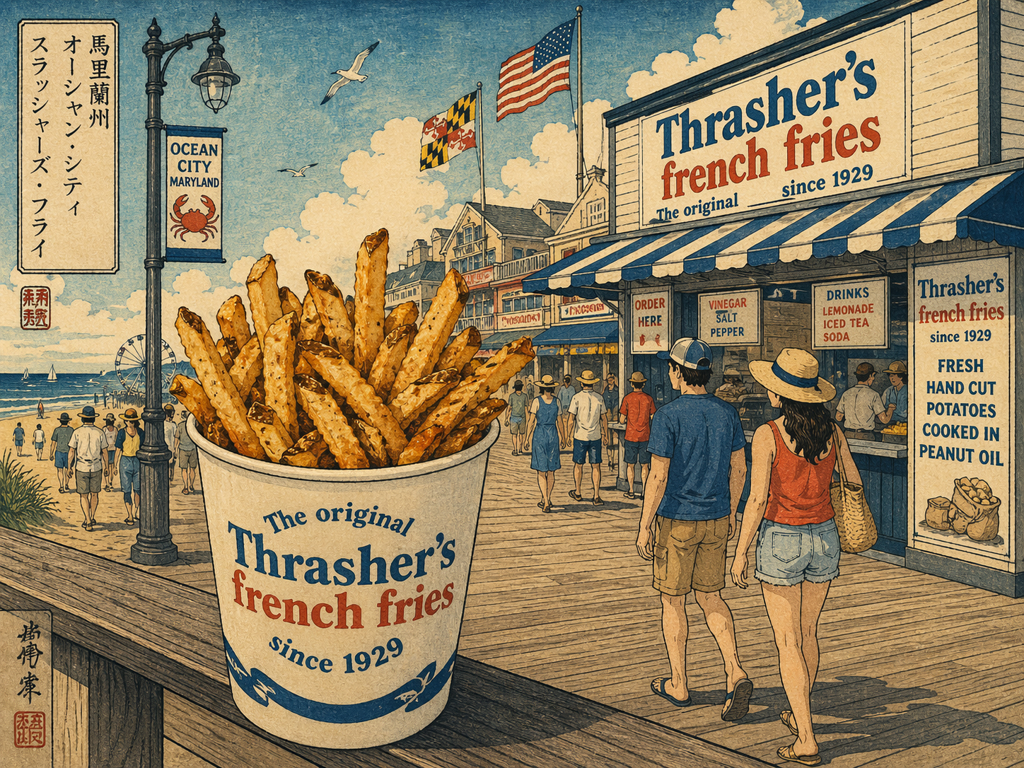 日本木版画風で描かれたスラッシャーズフライ