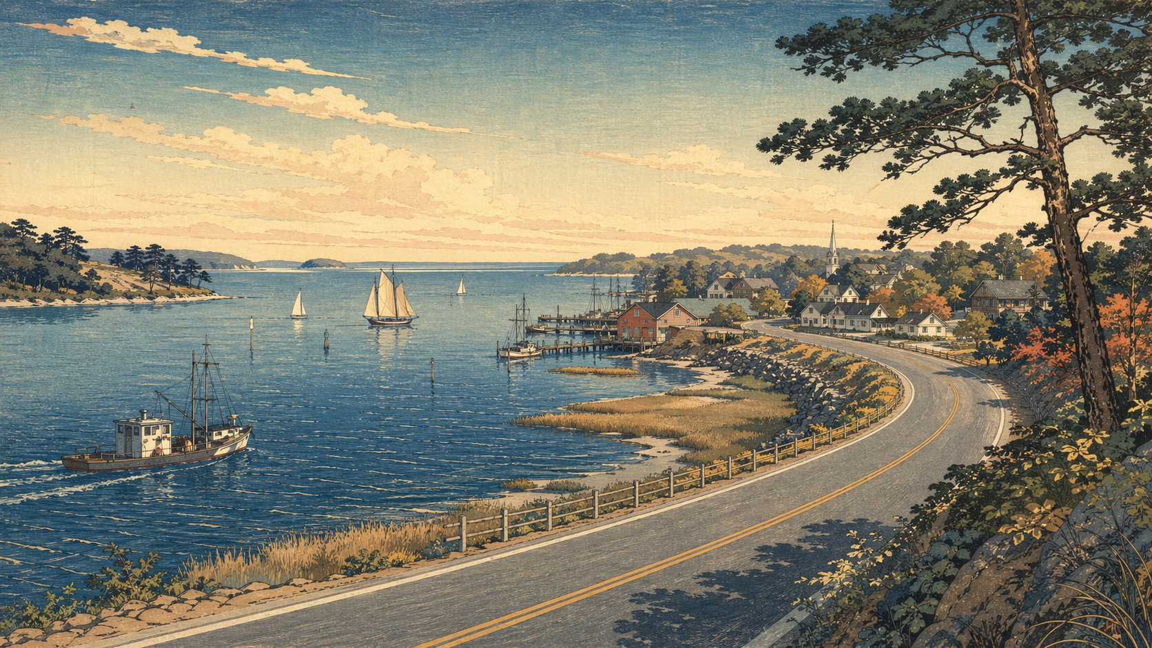 海辺へ向かう景観道路