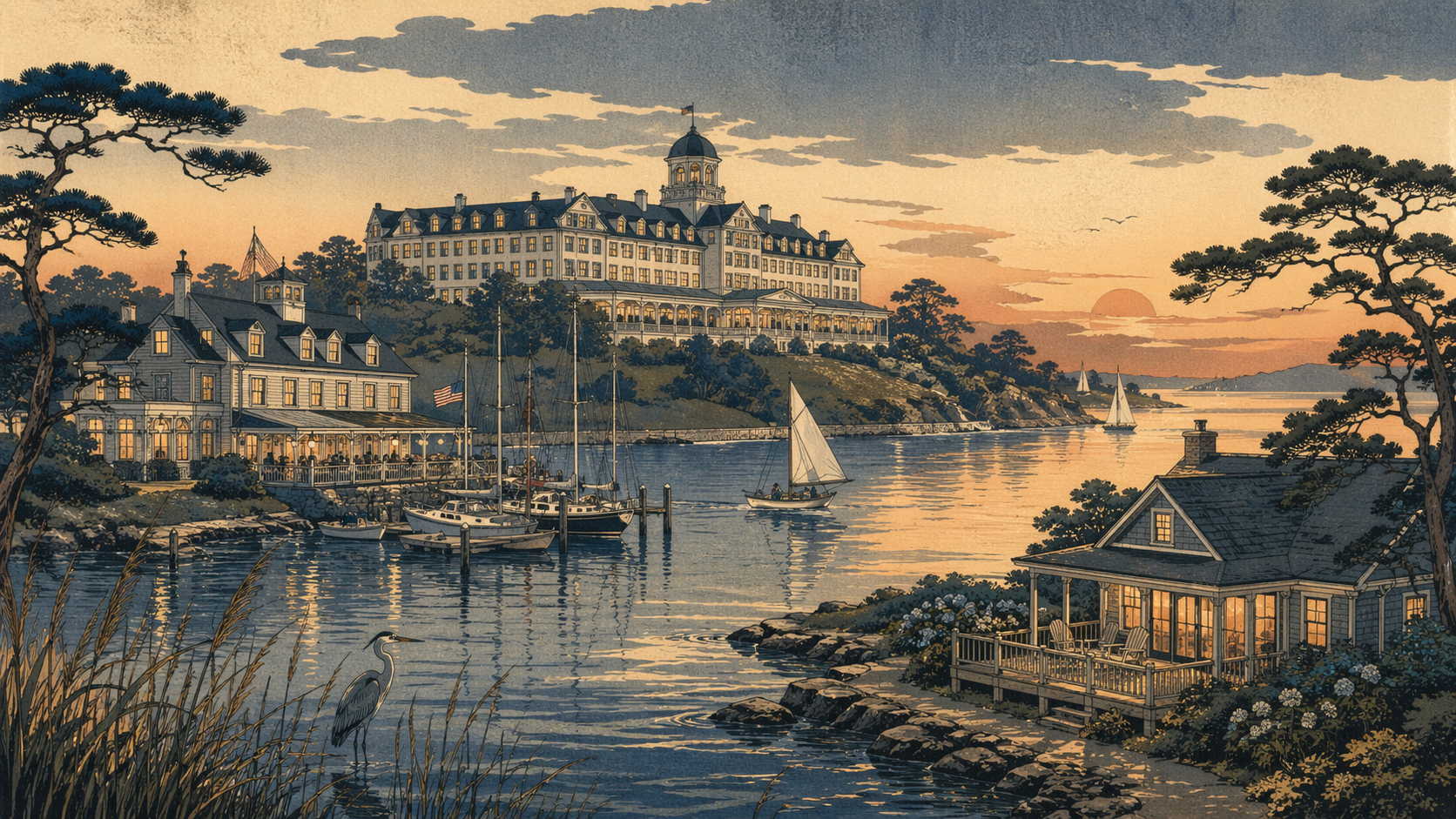 港の宿、湾辺の夜へ