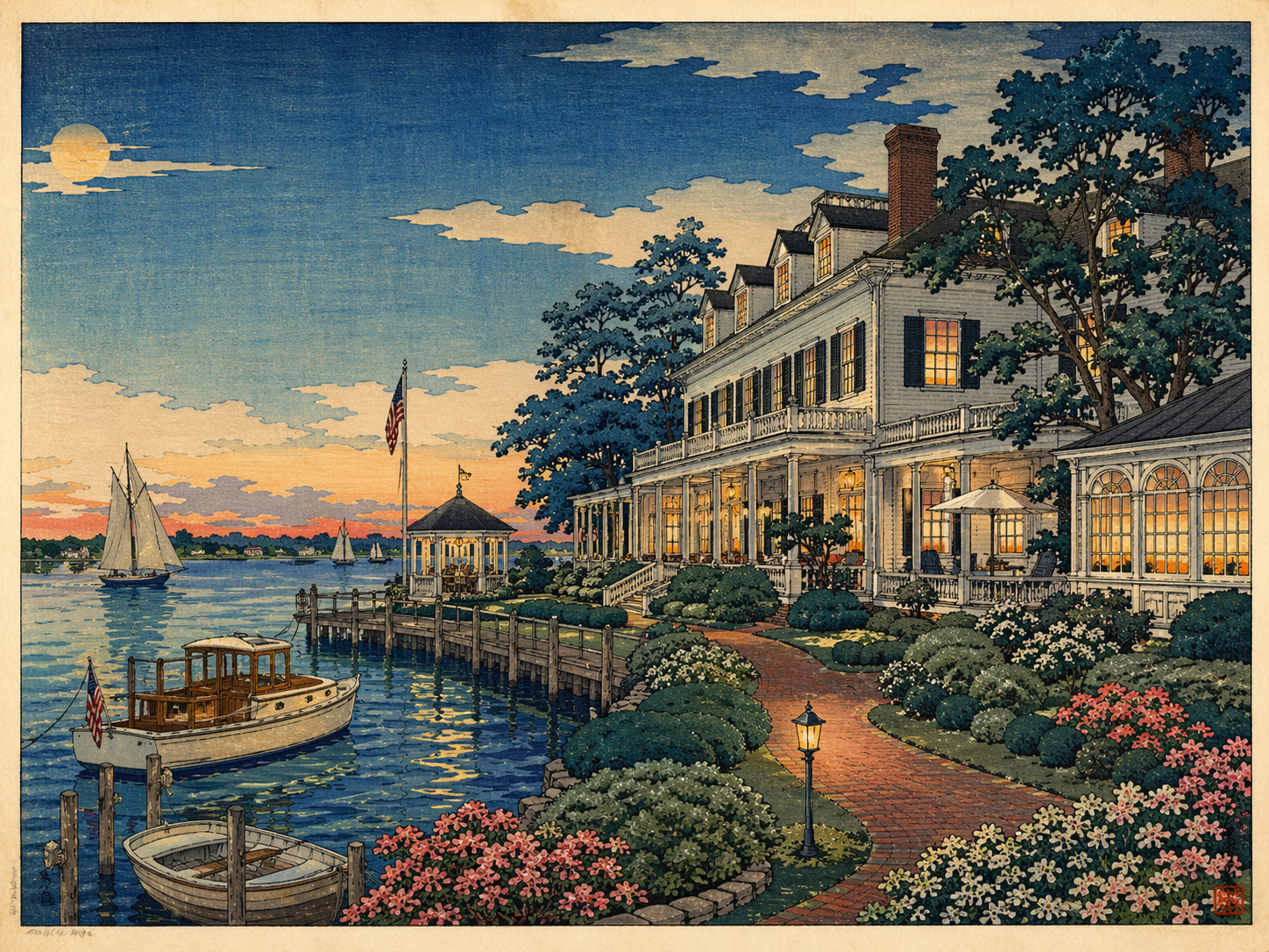 日本木版画風で描かれたインアットペリーキャビン